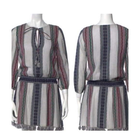 Alice + Olivia Dress Womens 8 FLAWED Nance Smocked Waist Embroidered Boho - Picture 5 of 13